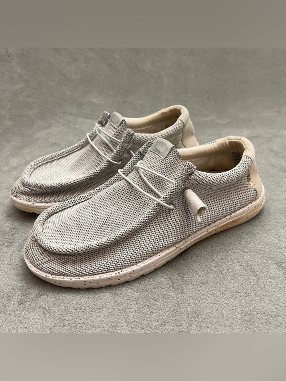 Hey Dude Wally Sox Men's Low Top Moccasin Loafers, Stone White, Size 12 US